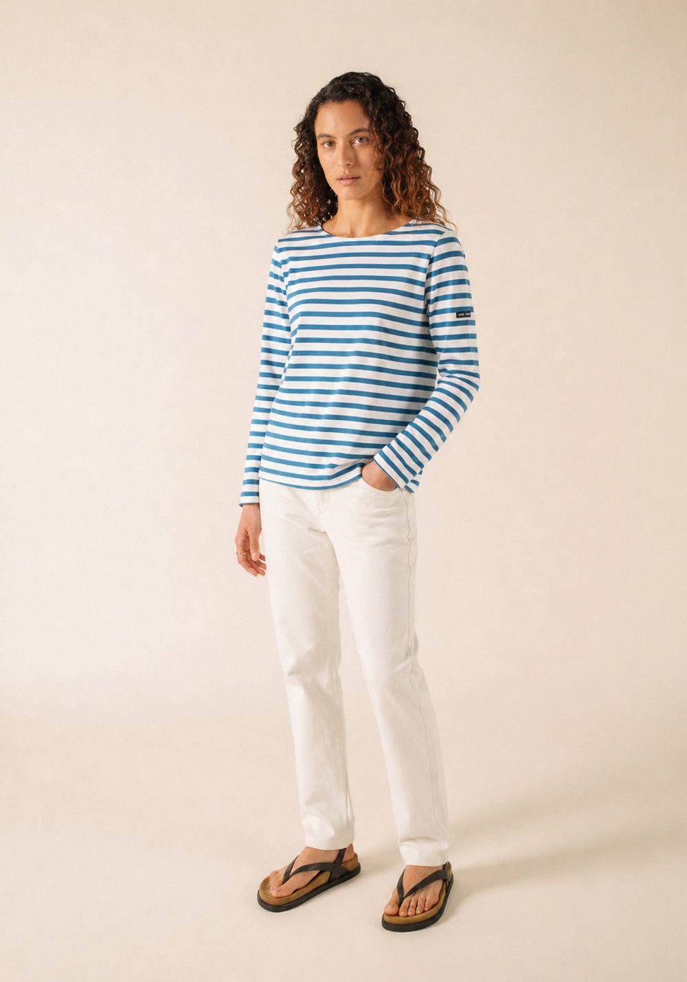 MINQUIDAME Breton Shirt (WHITE / CAPRI BLUE)