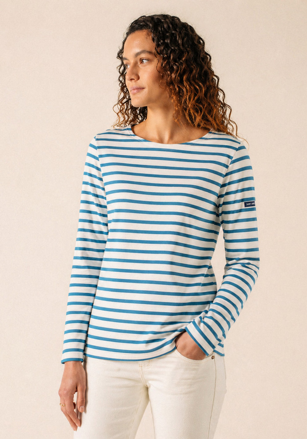 MINQUIDAME Breton Shirt (WHITE / CAPRI BLUE)