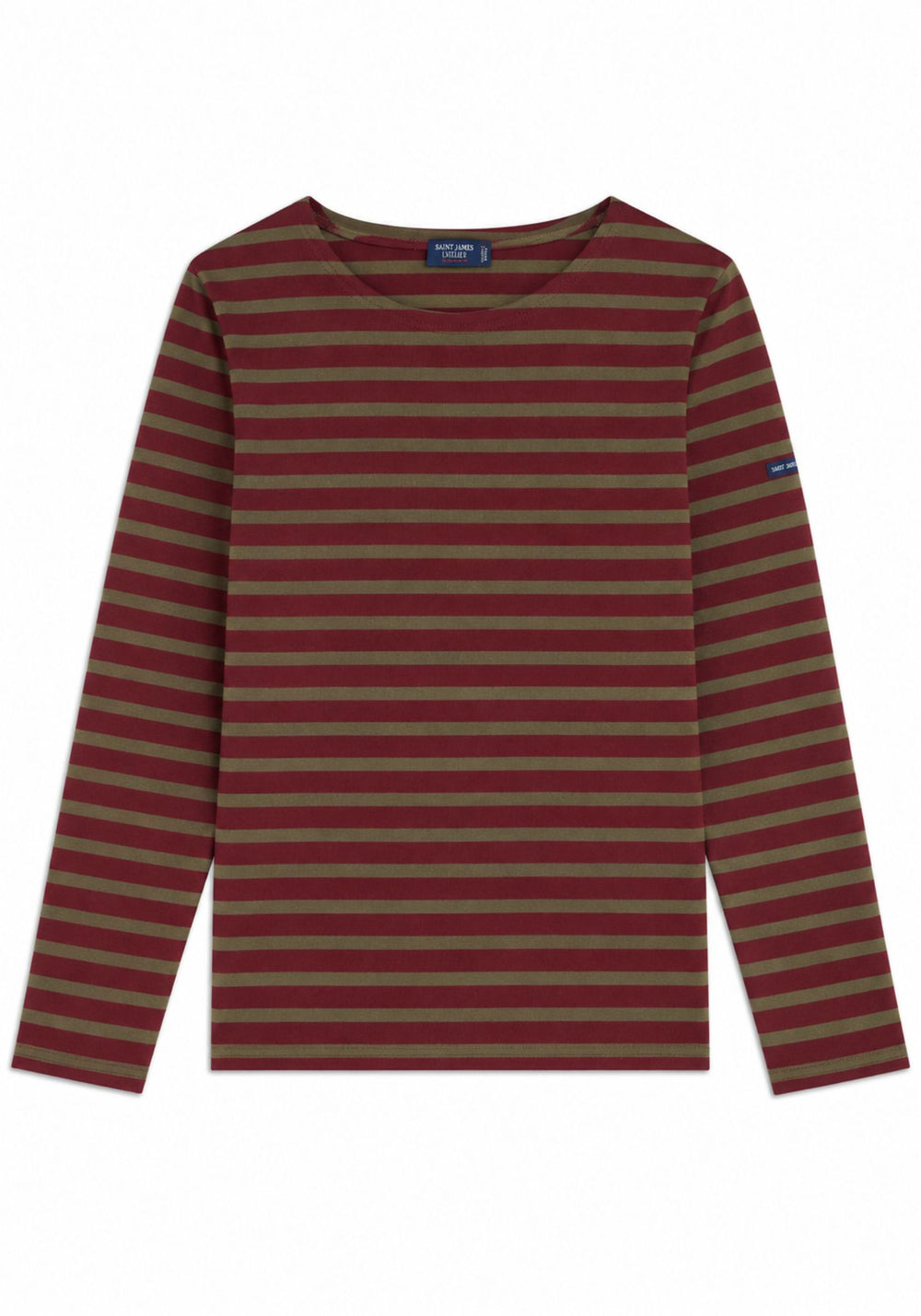 MINQUIERS MODERN Breton Shirt (BURGUNDY / MOSS GREEN)