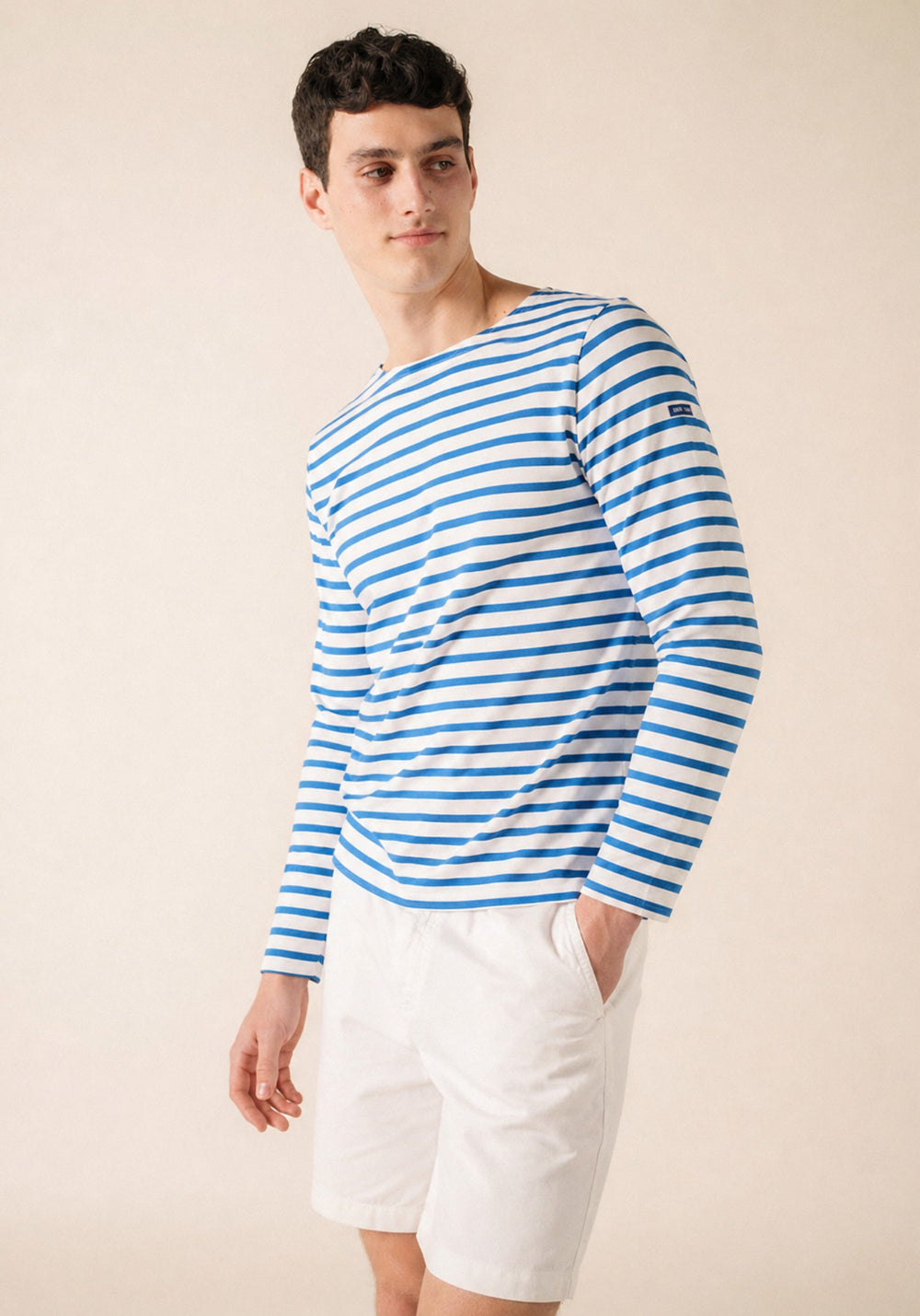 MINQUIERS MODERN Breton Shirt (WHITE / CAPRI BLUE)