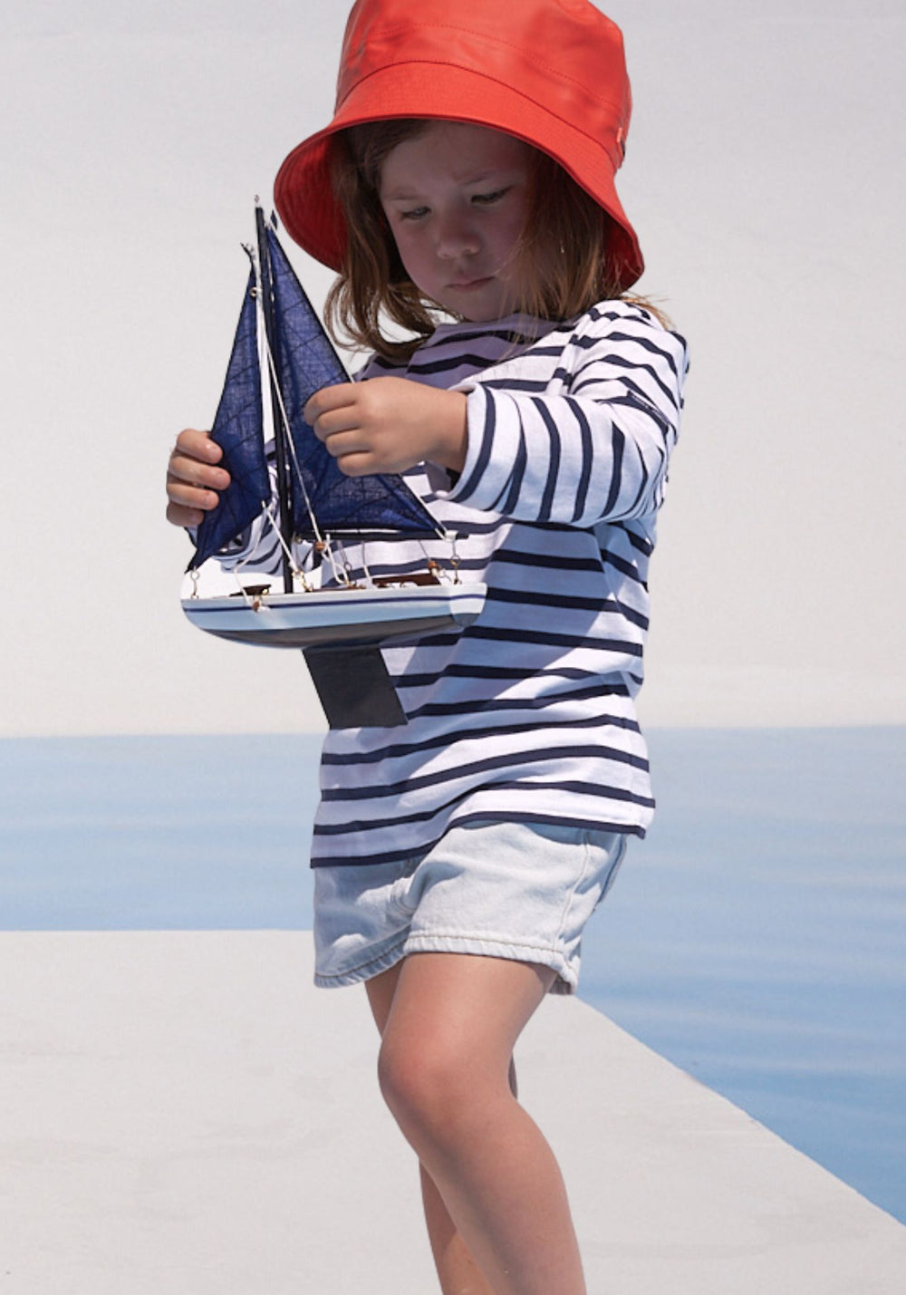 Minquiers Kids Breton Shirt (WHITE / NAVY)