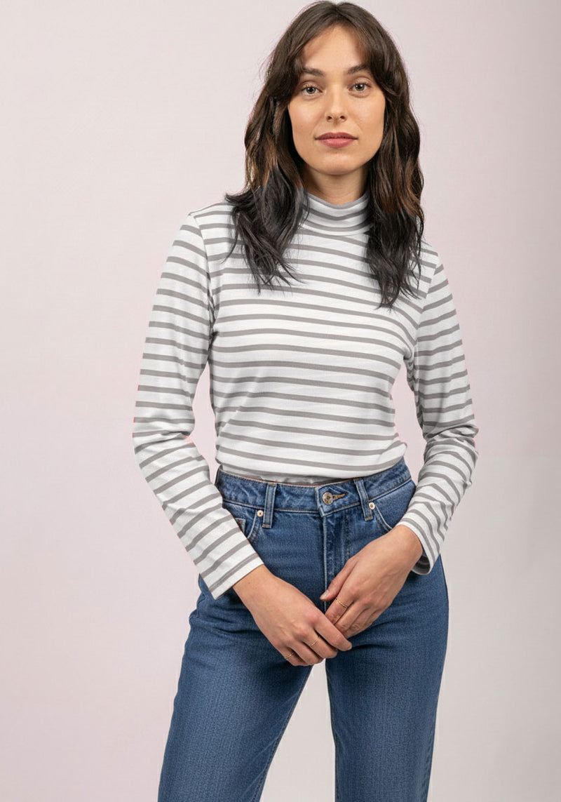Oural Striped Turtleneck (WHITE / PEARL)