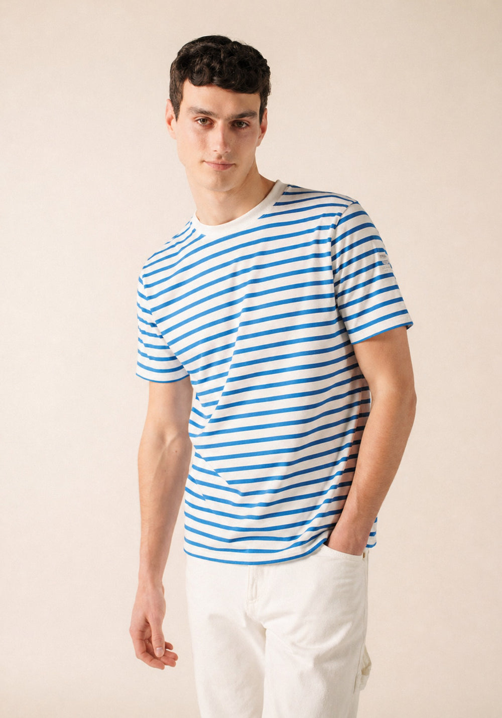 PLOUIDER II Breton T-Shirt (WHITE / CAPRI BLUE)