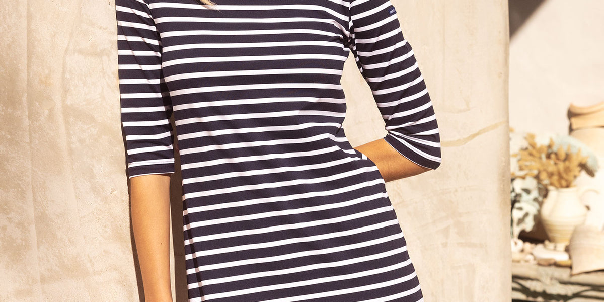 Breton Stripe Form Fitting Dress | Propriano II | Anti-UV