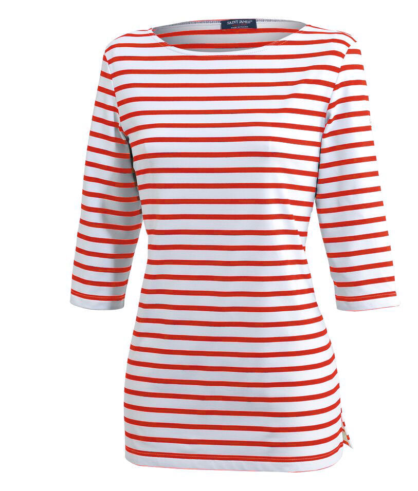 PHARE - Boat Neck Striped Tunic with Slits | Stretch fabric with