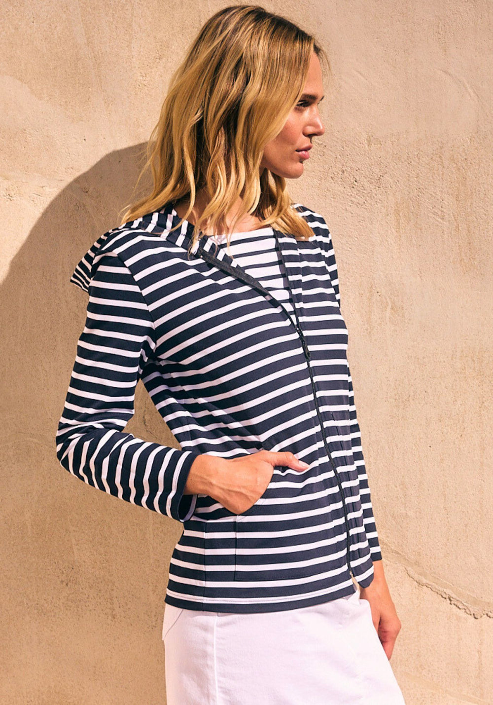 Plougastel II Striped Hoodie (NAVY / WHITE)