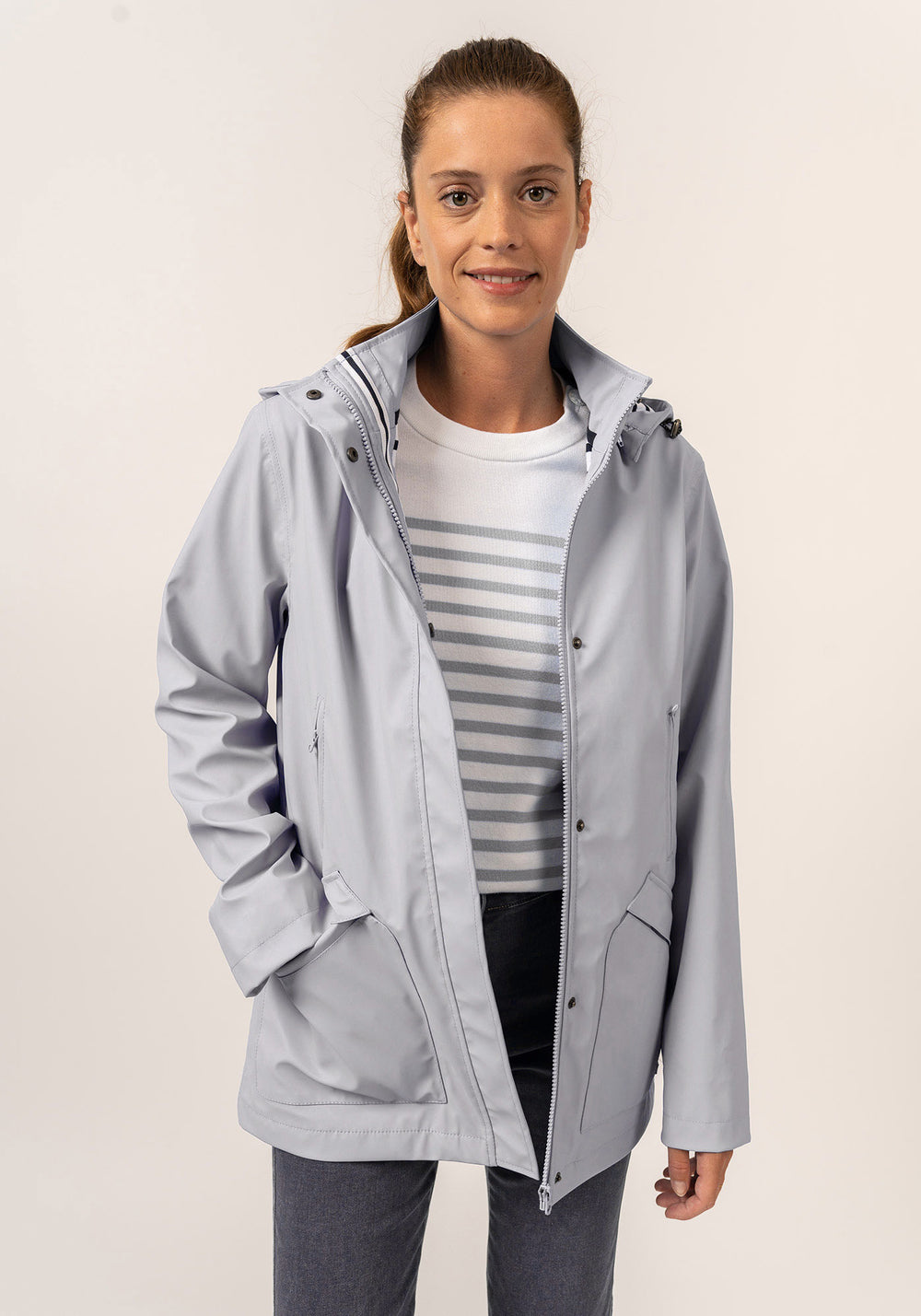 St Morgane Hooded Raincoat (GRAY)