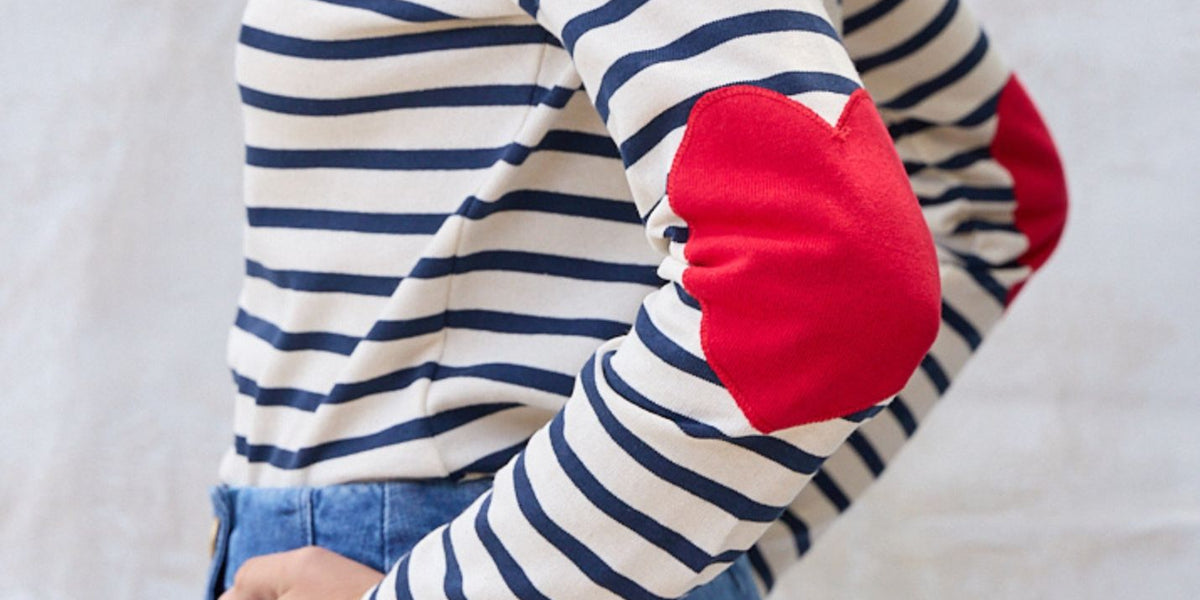 Striped Sweater Sweater With Hearts On Elbows Kerri Rosenthal