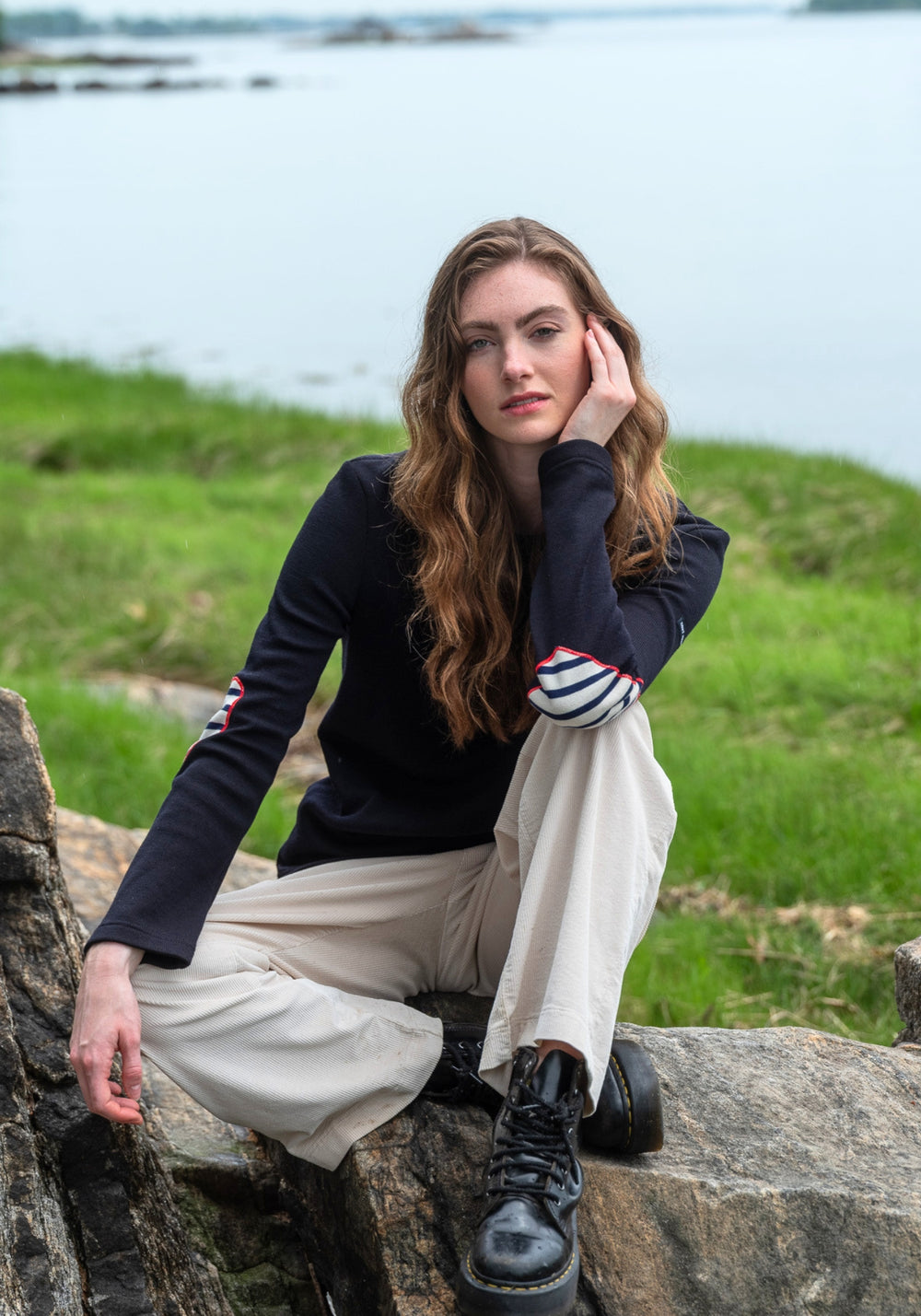 VAUJANY GEMINI SWEATER Wool Sweater (NAVY / ECRU / RED)