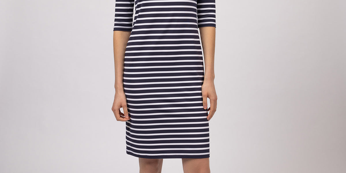 Breton Stripe Form Fitting Dress | Propriano II | Anti-UV | Saint James Navy / White / 6