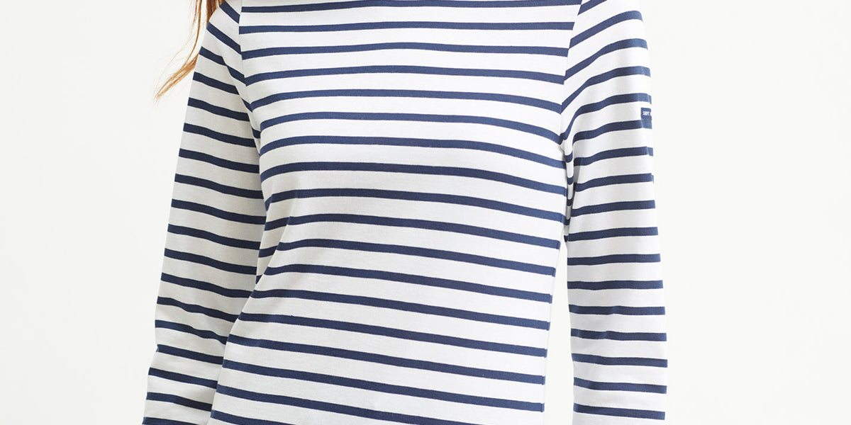 MINQUIERS MODERN - Authentic Breton Stripe Shirt | Soft Cotton | Men Fit  (WHITE / NAVY)