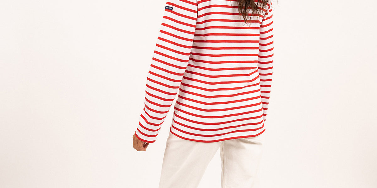 Camicia Uomo Blu Camicia Bretone Saint James - Modello Minquiers Moderne, In Cotone Pettinato, Righe Crema E Blu Navy Saint Barth Costume - Foto 10