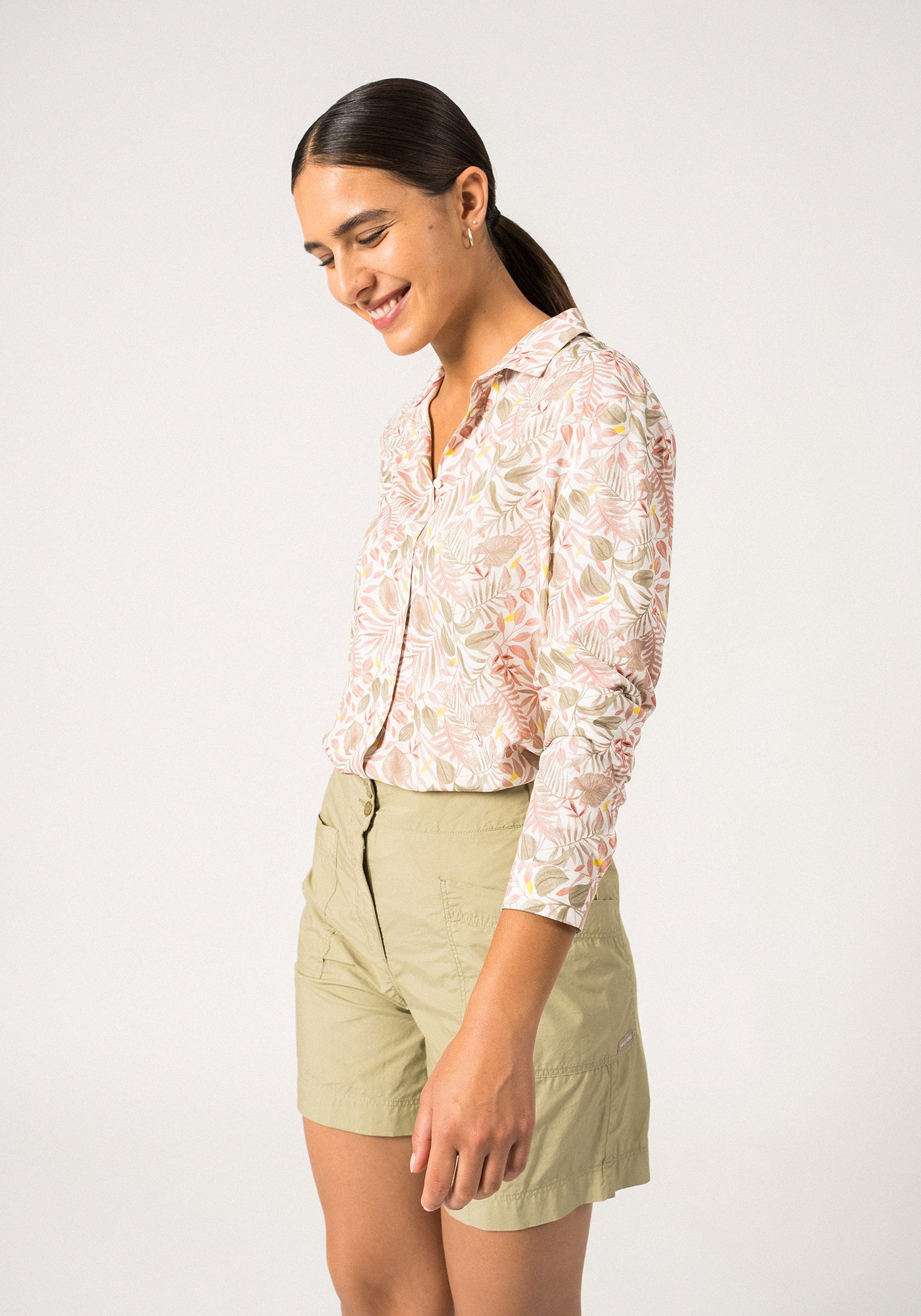 MALAURY - Printed Button-Down Blouse (SOFT ALMOND / TERRACOTTA)