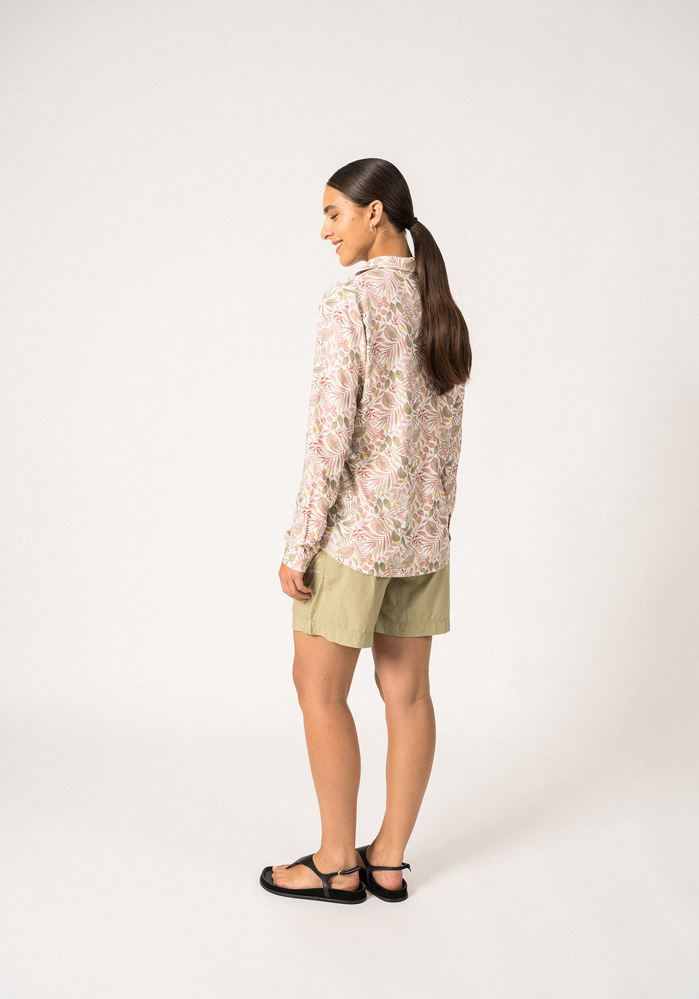 MALAURY - Printed Button-Down Blouse (SOFT ALMOND / TERRACOTTA)