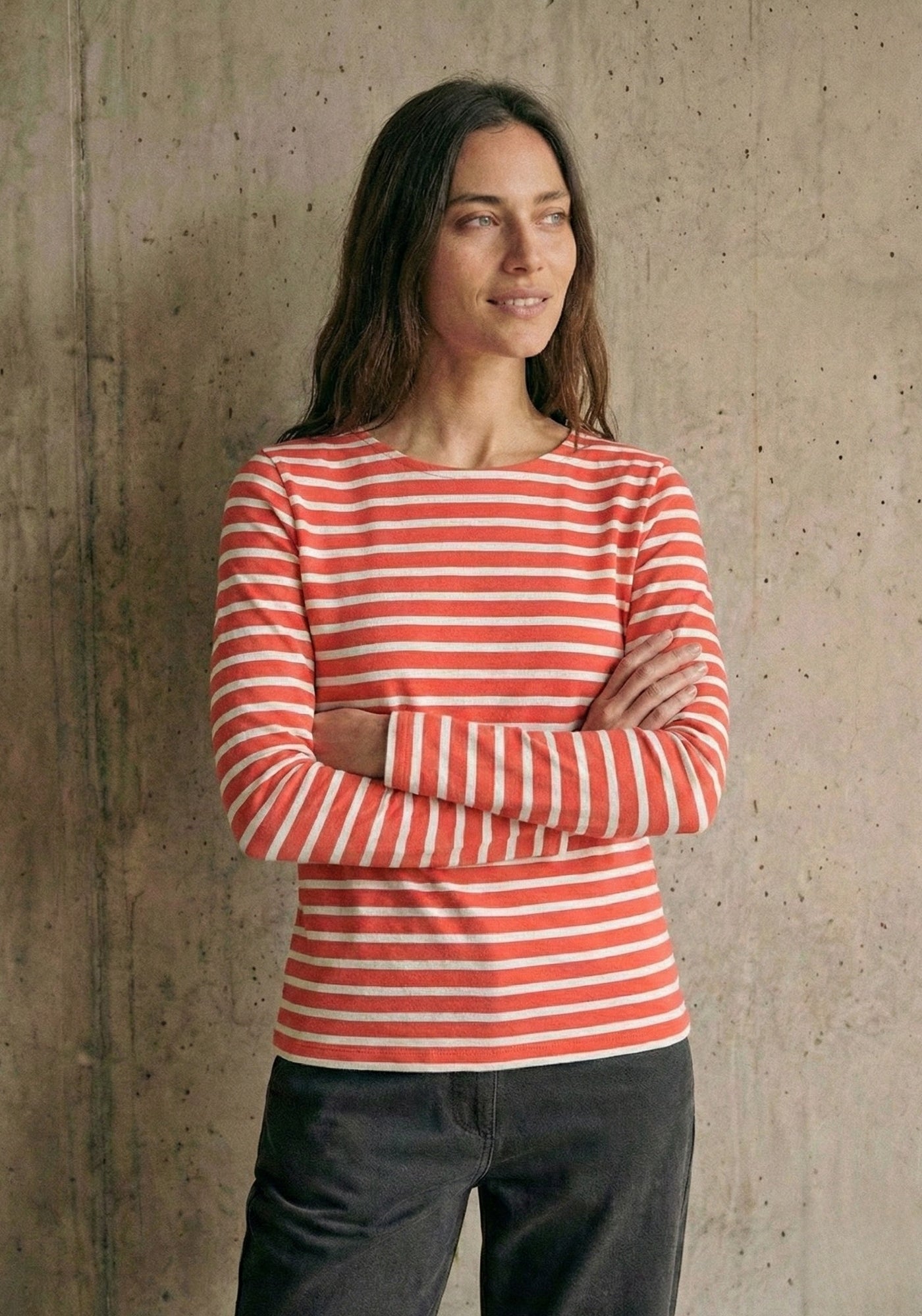 Minquidame Breton Shirt (CORAL/ WHITE)