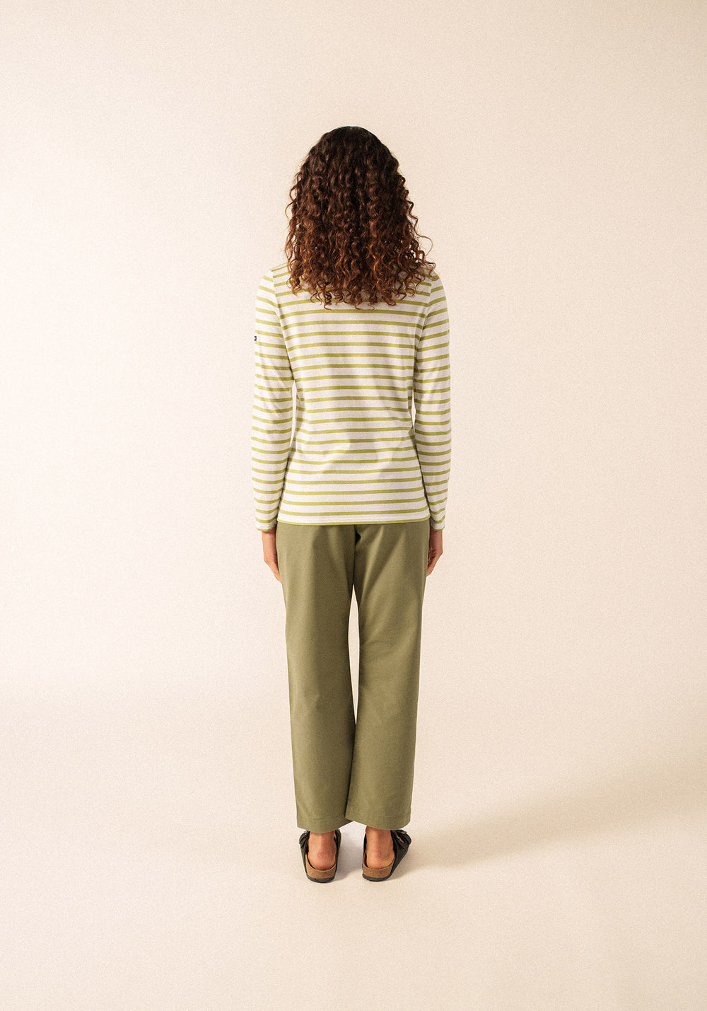 Minquidame Breton Shirt (WHITE / SAGE OLIVE)