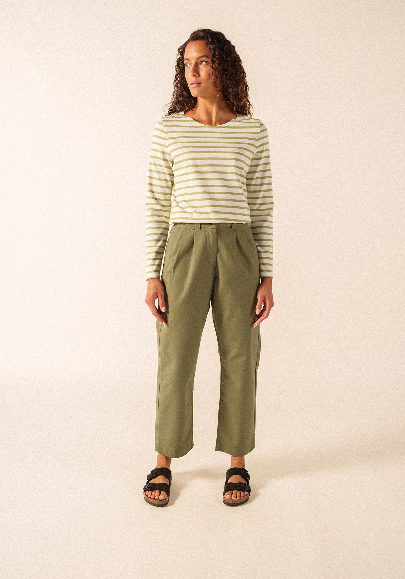 Minquidame Breton Shirt (WHITE / SAGE OLIVE)
