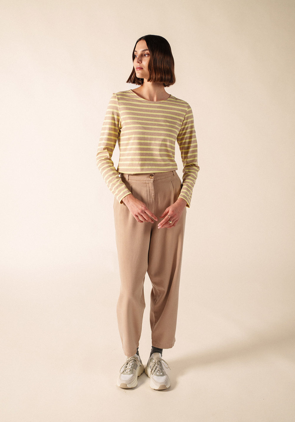 MINQUIDAME Breton Shirt  (BEIGE MELANGE / BUTTER YELLOW)