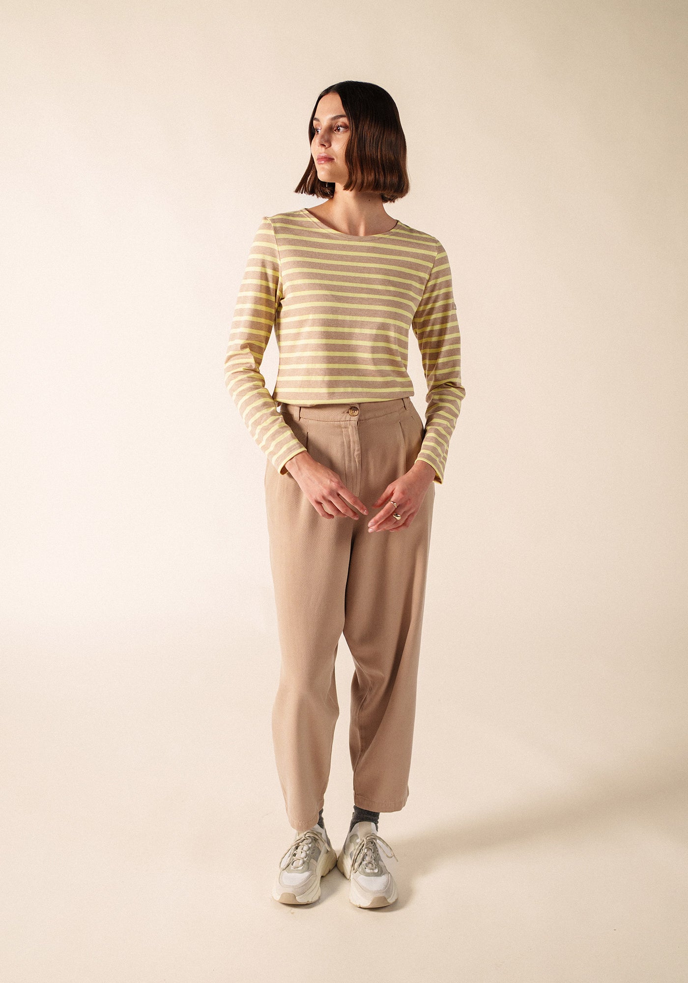 MINQUIDAME Breton Shirt  (BEIGE MELANGE / BUTTER YELLOW)
