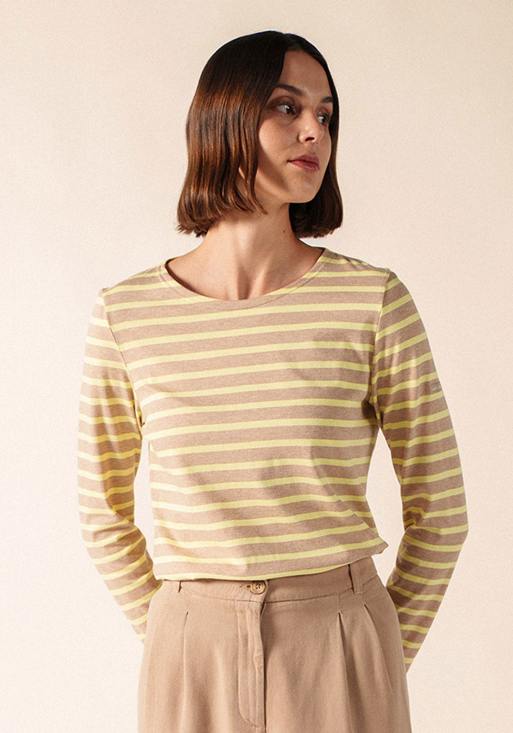 MINQUIDAME Breton Shirt  (BEIGE MELANGE / BUTTER YELLOW)