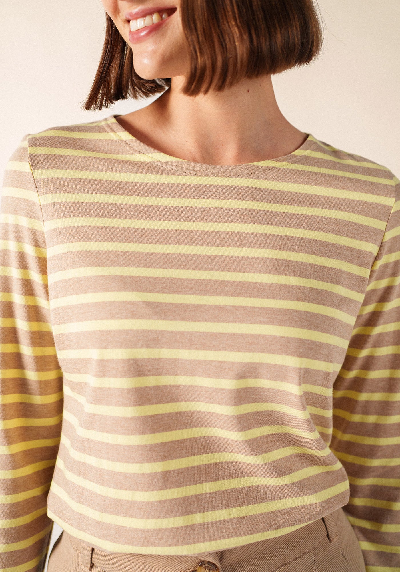 MINQUIDAME Breton Shirt  (BEIGE MELANGE / BUTTER YELLOW)
