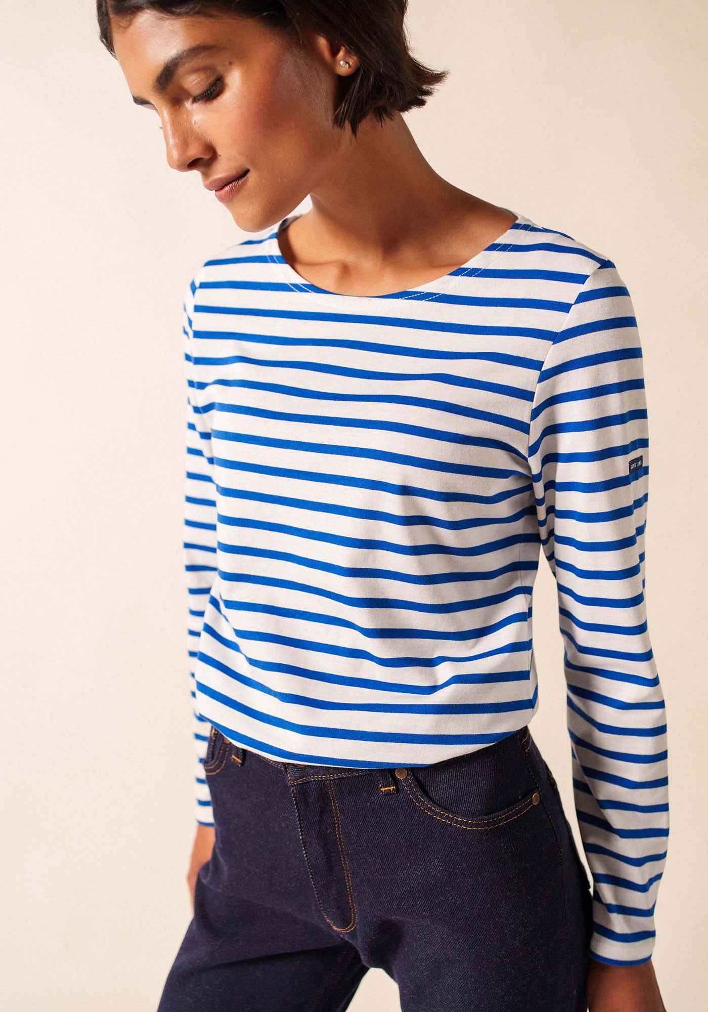 Minquidame Breton Shirt (WHITE / ROYAL BLUE)