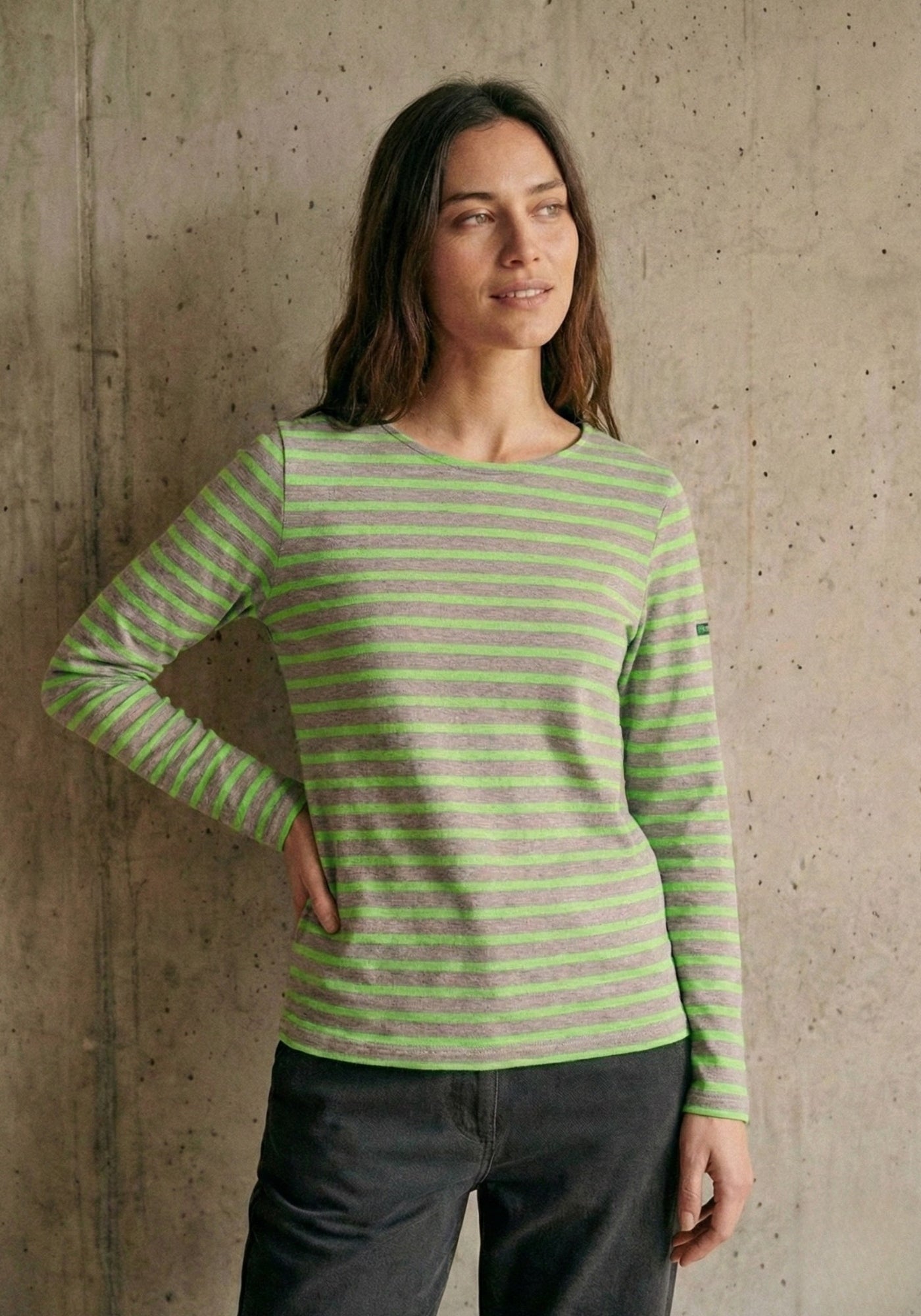 Minquidame Breton Shirt (GRAY / NEON GREEN)