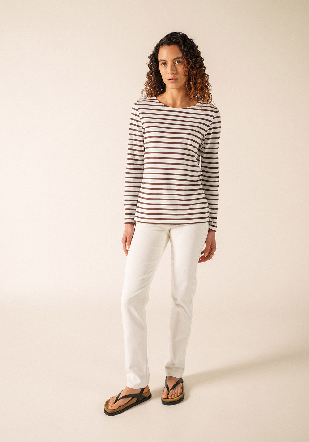 MINQUIDAME Breton Shirt  (WHITE / CHOCOLATE)