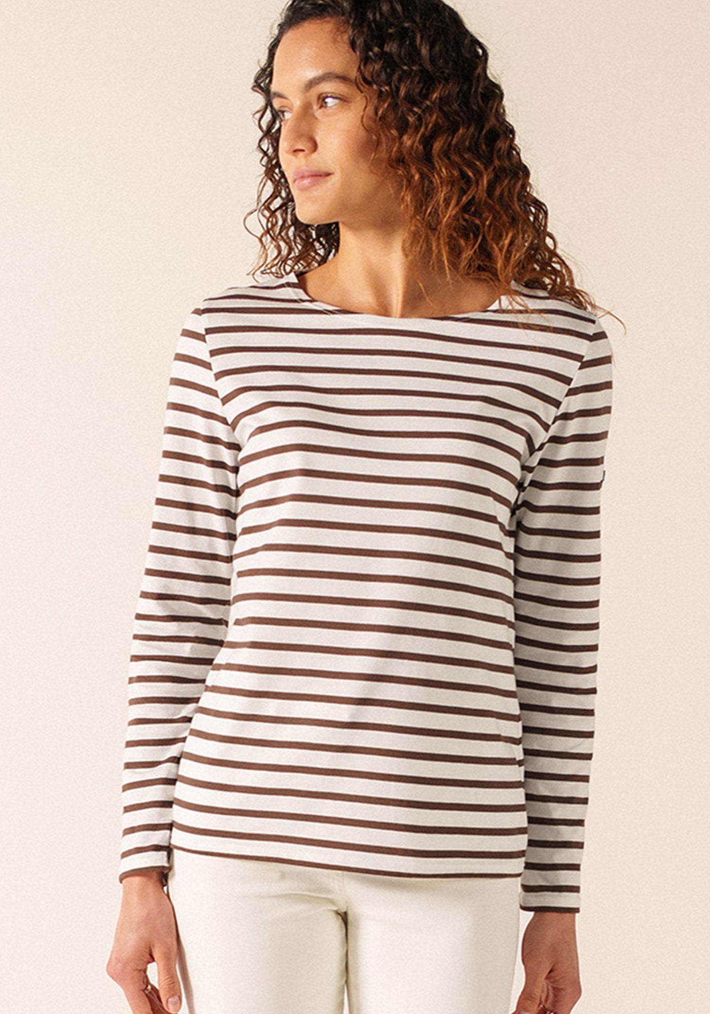 MINQUIDAME Breton Shirt  (WHITE / CHOCOLATE)