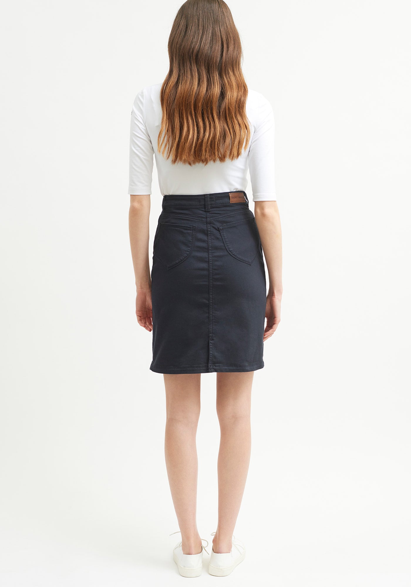 Elfy Stretch Denim Skirt (NAVY)