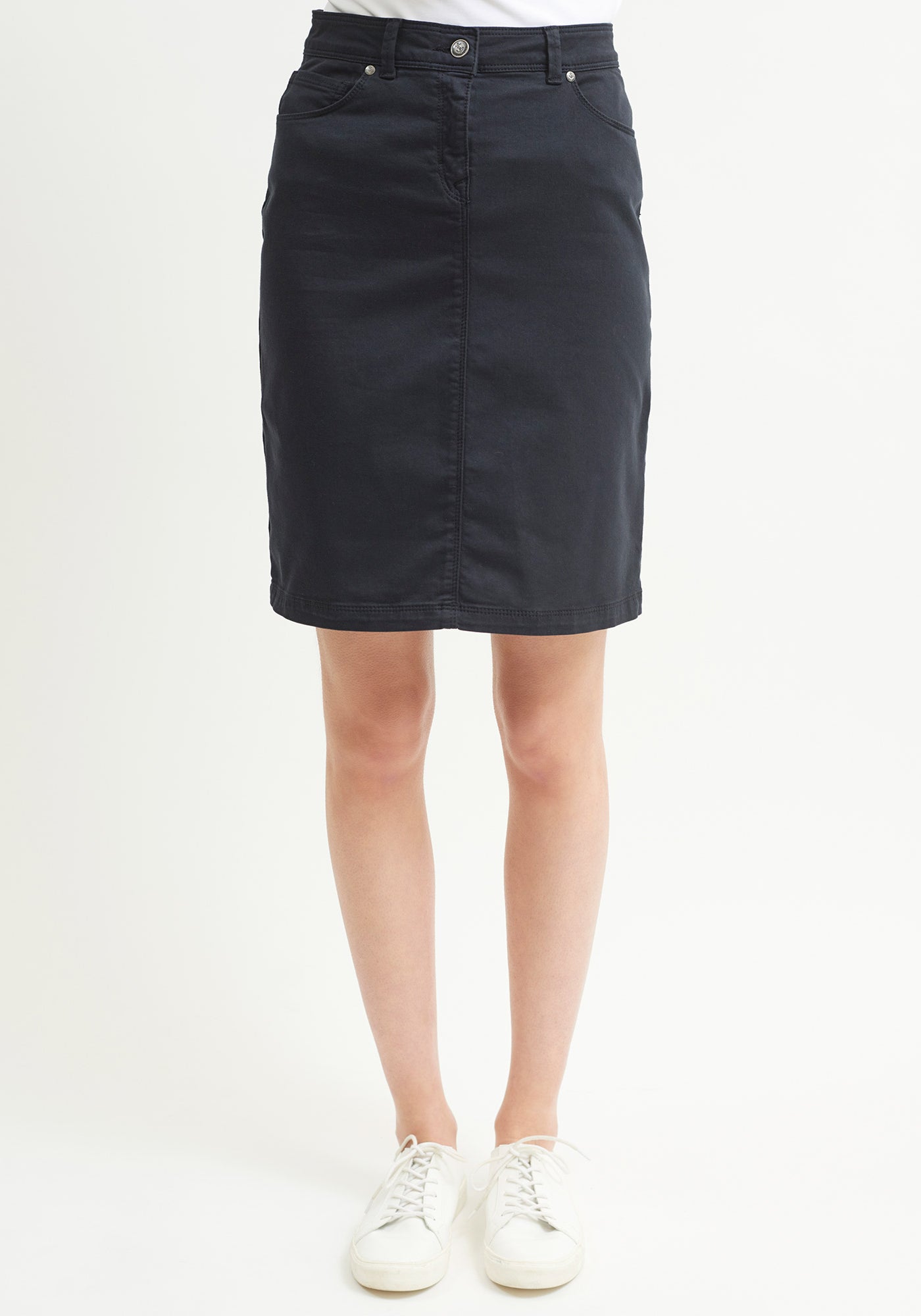 Elfy Stretch Denim Skirt (NAVY)