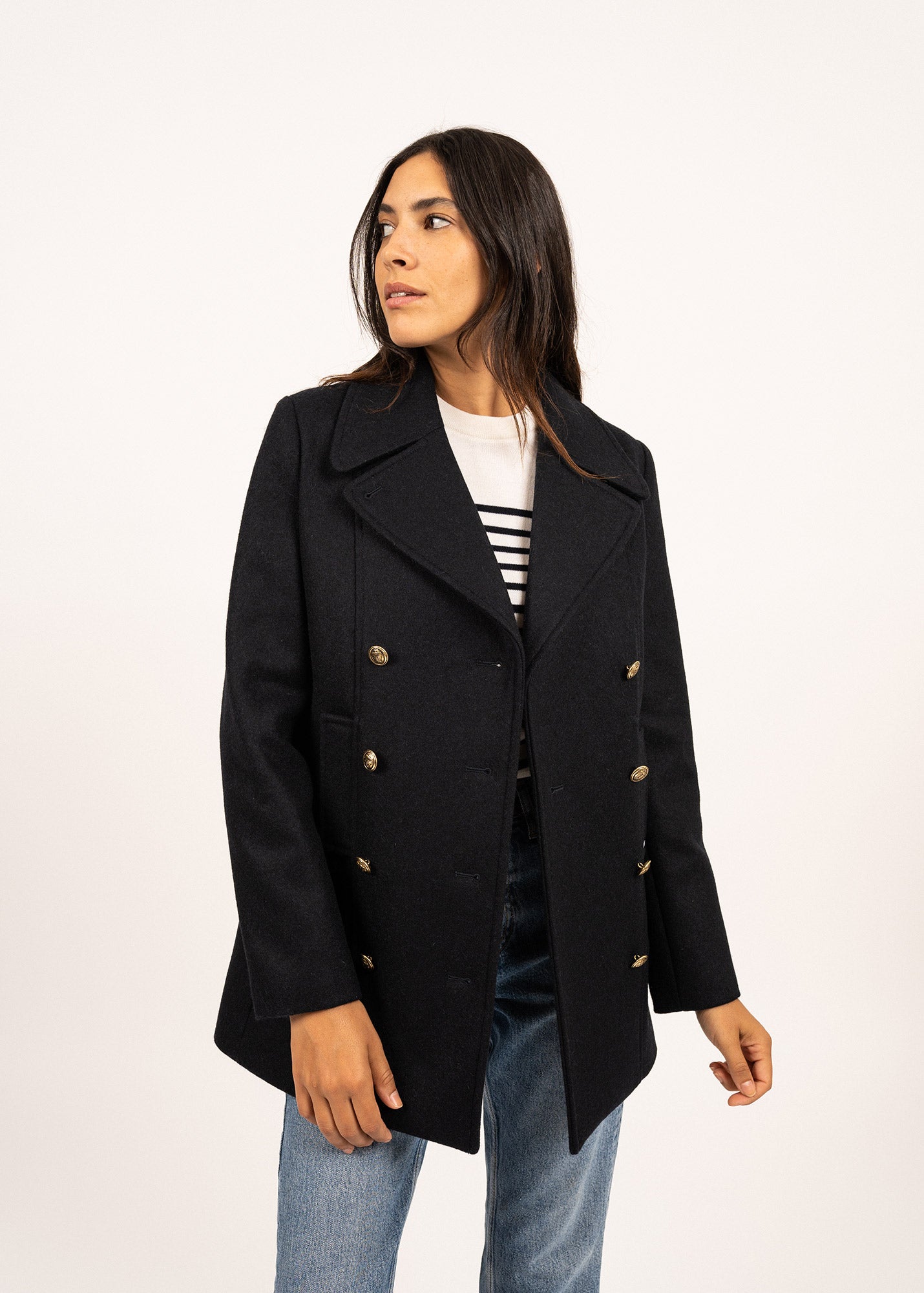ジャケット・アウター 24aw Super160'sWOOLDOUBLECLOTH PEA COAT wantdo Men's Wool Melton Walking Coat Windproof Jacket Overcoat