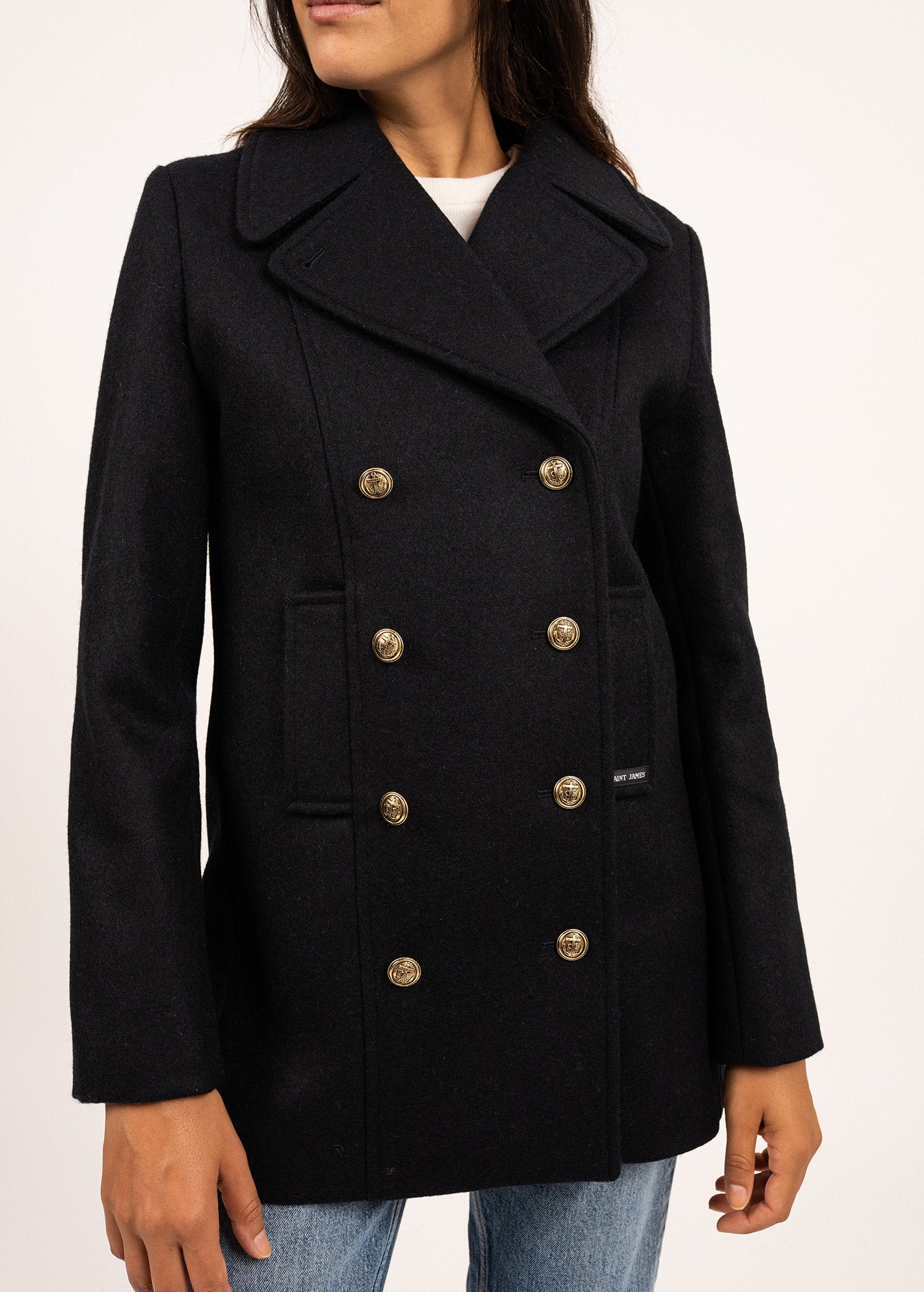 Peacoat for Women, 100% Wool Navy, Classic Style • Saint James USA