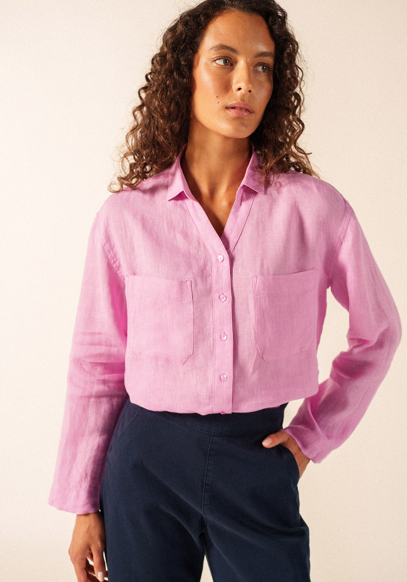 Charlene linen shirt (TEA ROSE PINK)