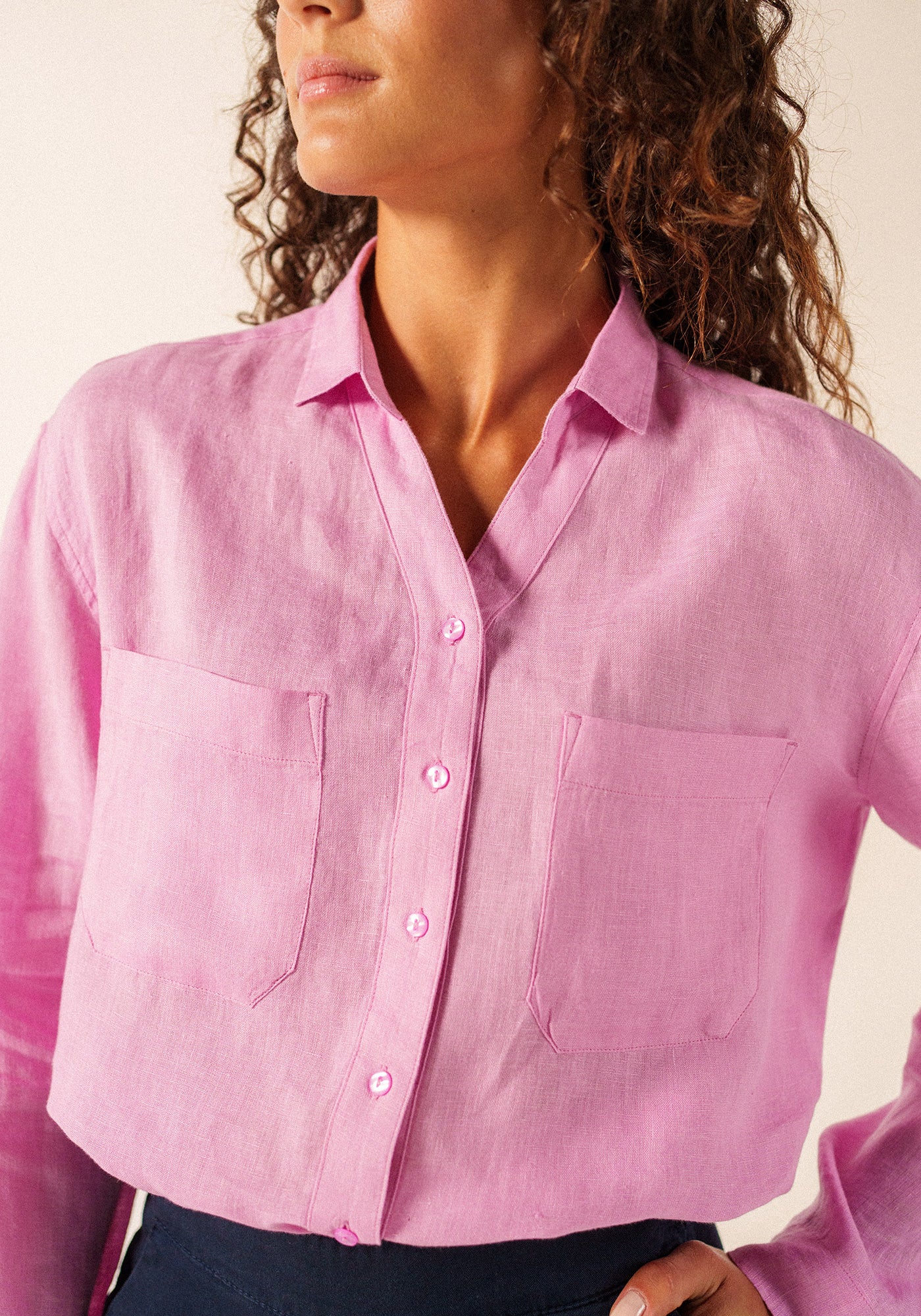 Charlene linen shirt (TEA ROSE PINK)