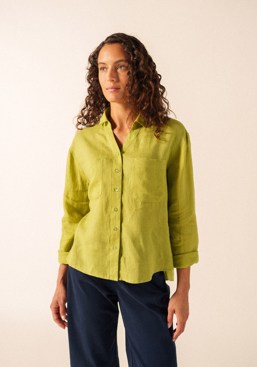 Charlene linen shirt (SAGE OLIVE)