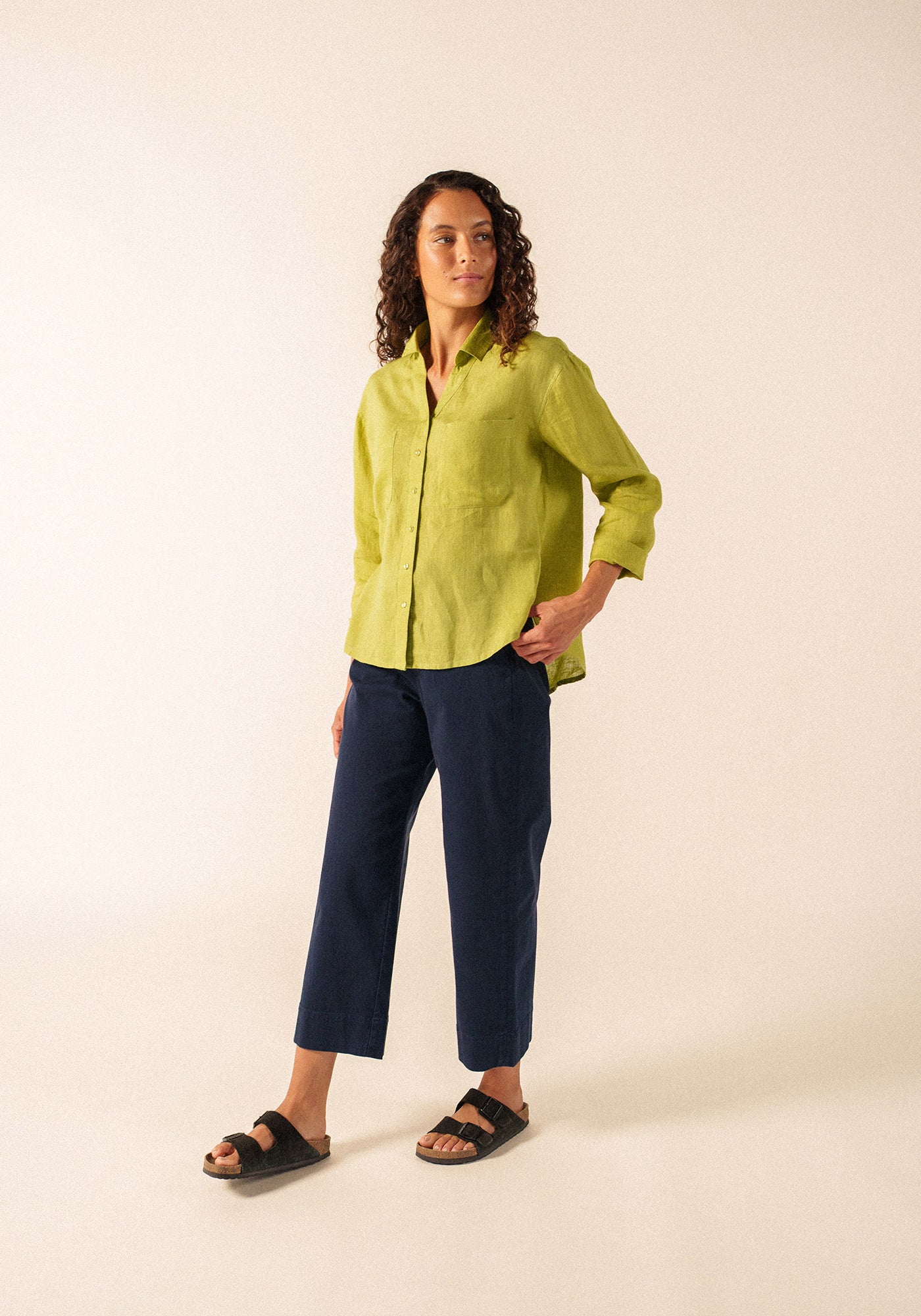 Charlene linen shirt (SAGE OLIVE)