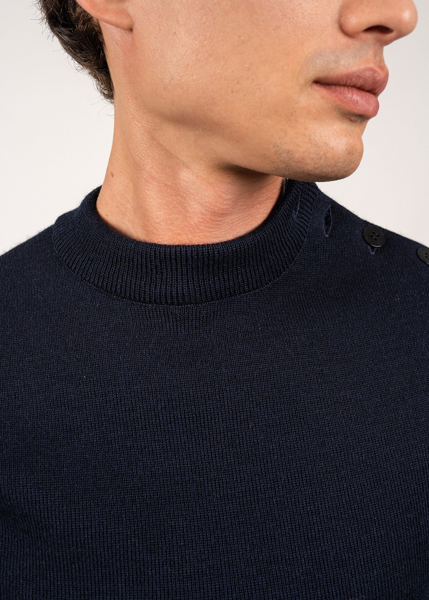 MATELOT Wool Fisherman Sweater (NAVY) • Saint James USA