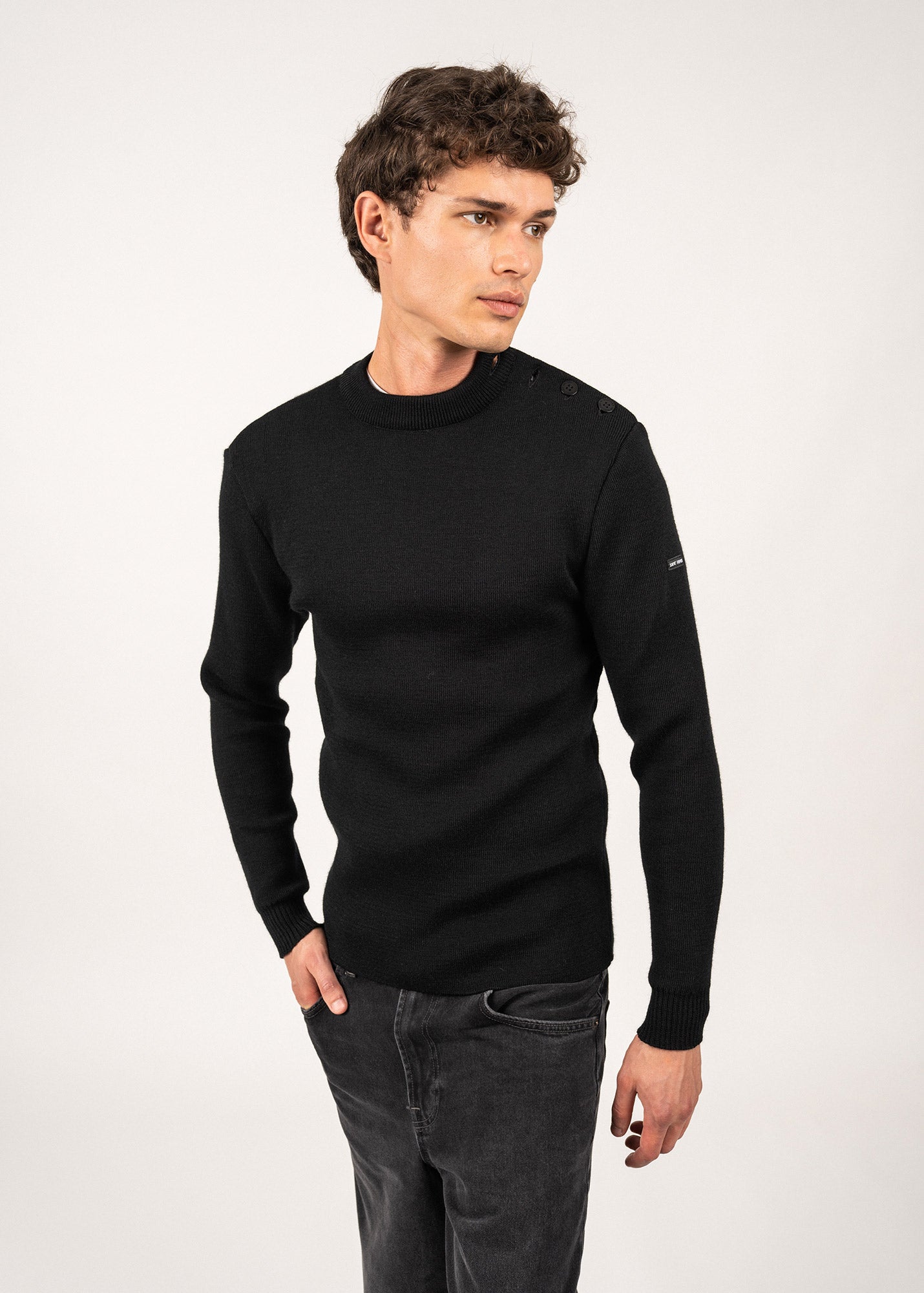 SAINT JAMES ニット MATELOT Wool Fisherman Sweater (BLACK) • Saint James USA