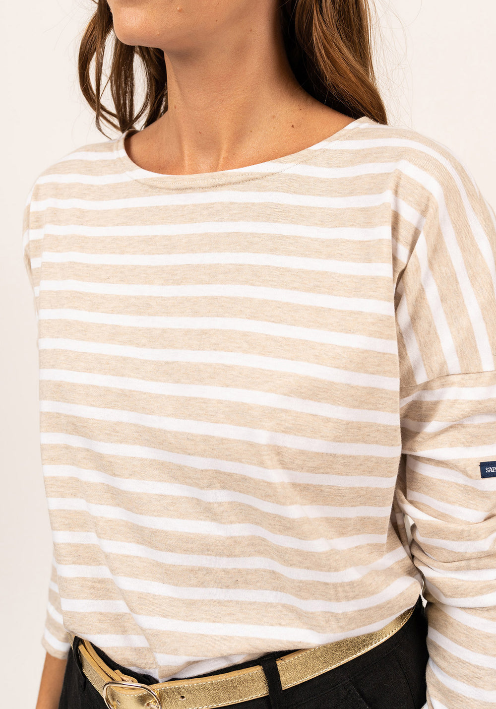 Minquiers Drop-Shoulder Breton Shirt (OATMEAL / WHITE)