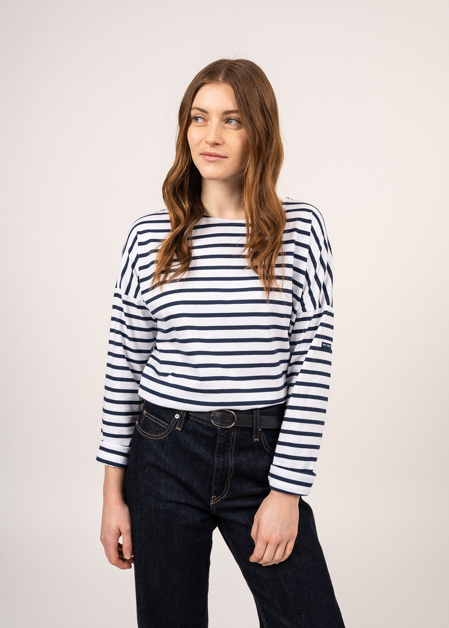 Women's Drop Shoulder Breton Tee, Relaxed Fit, Saint James • Saint