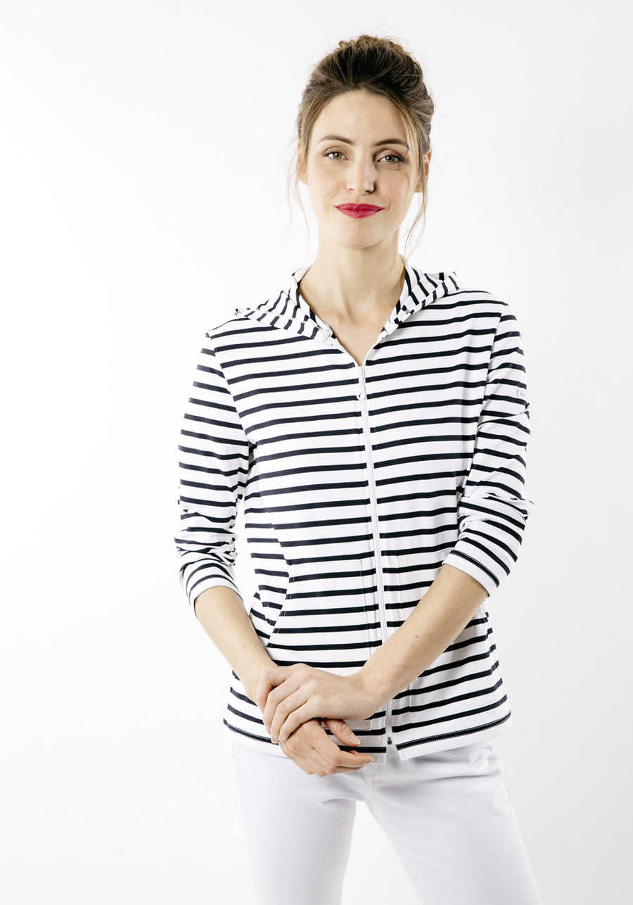 Plougastel II Striped Hoodie (WHITE / NAVY)