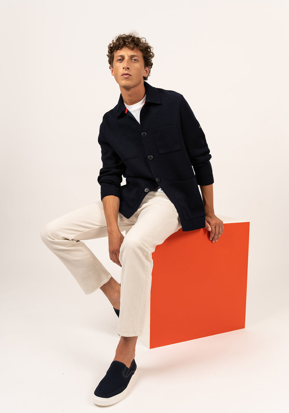 Cork II Wool Cardigan (NAVY)