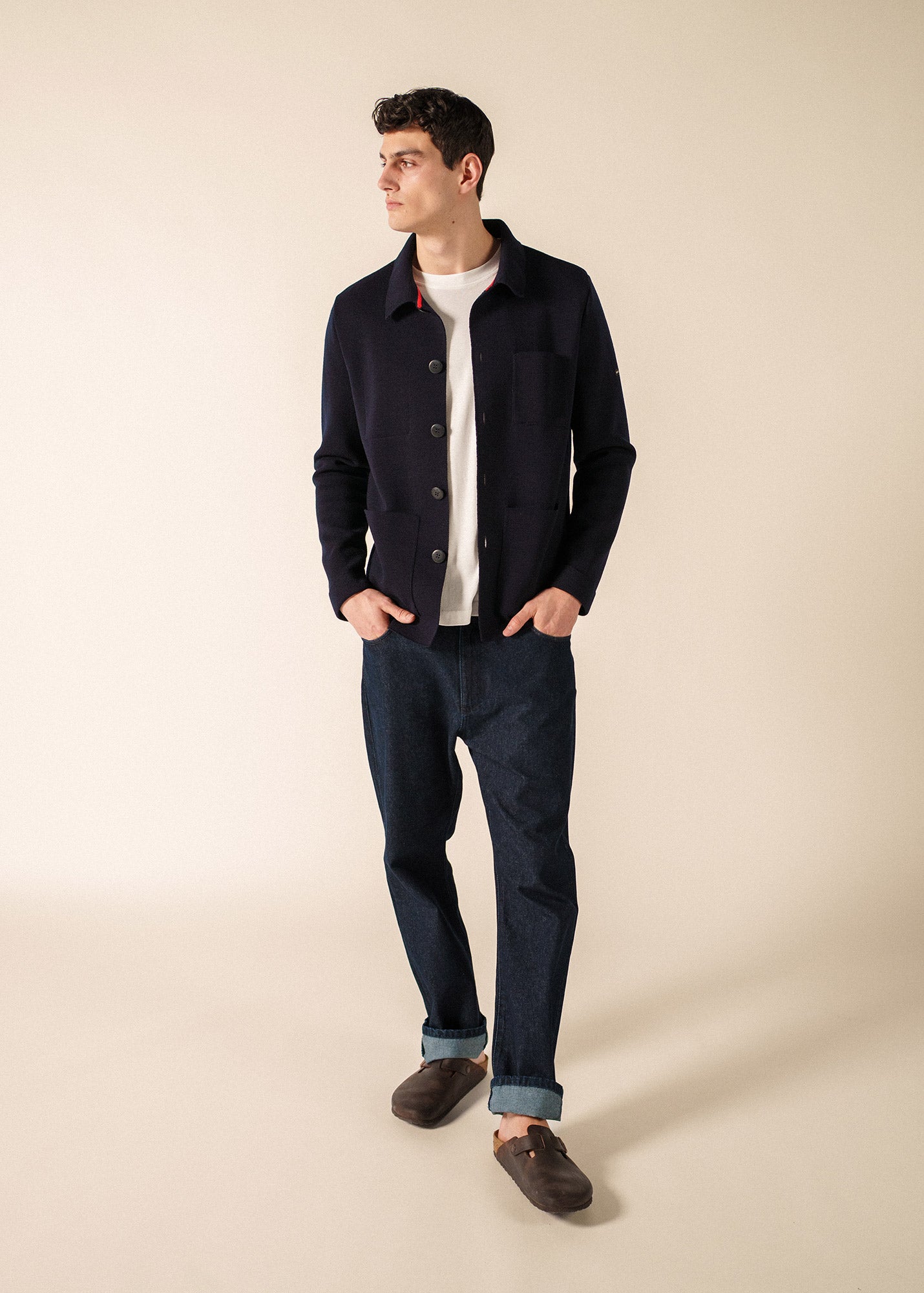 Men's Ponte Knit Wool Button Jacket - Saint James • Saint James USA