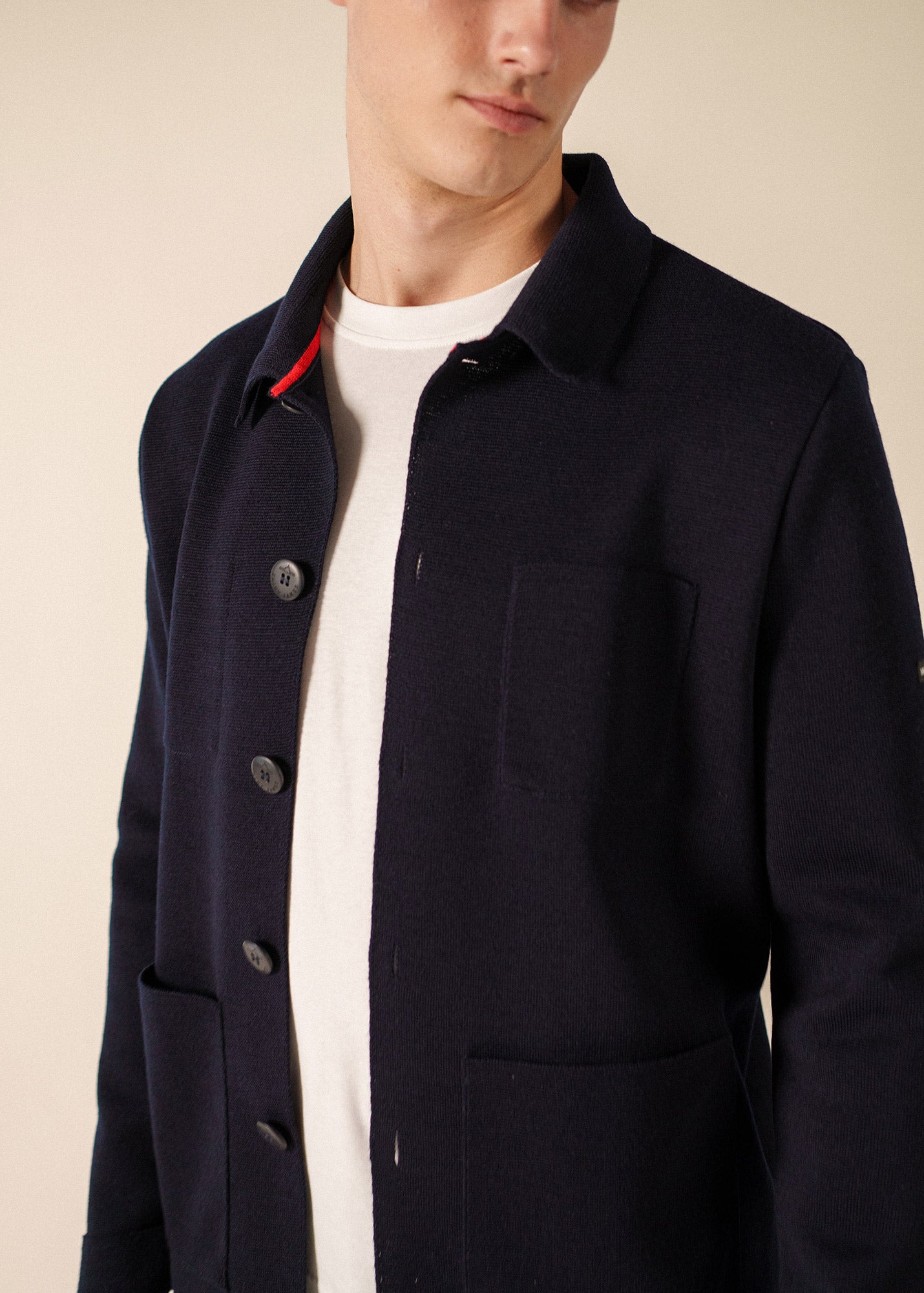 Men's Ponte Knit Wool Button Jacket - Saint James • Saint James USA
