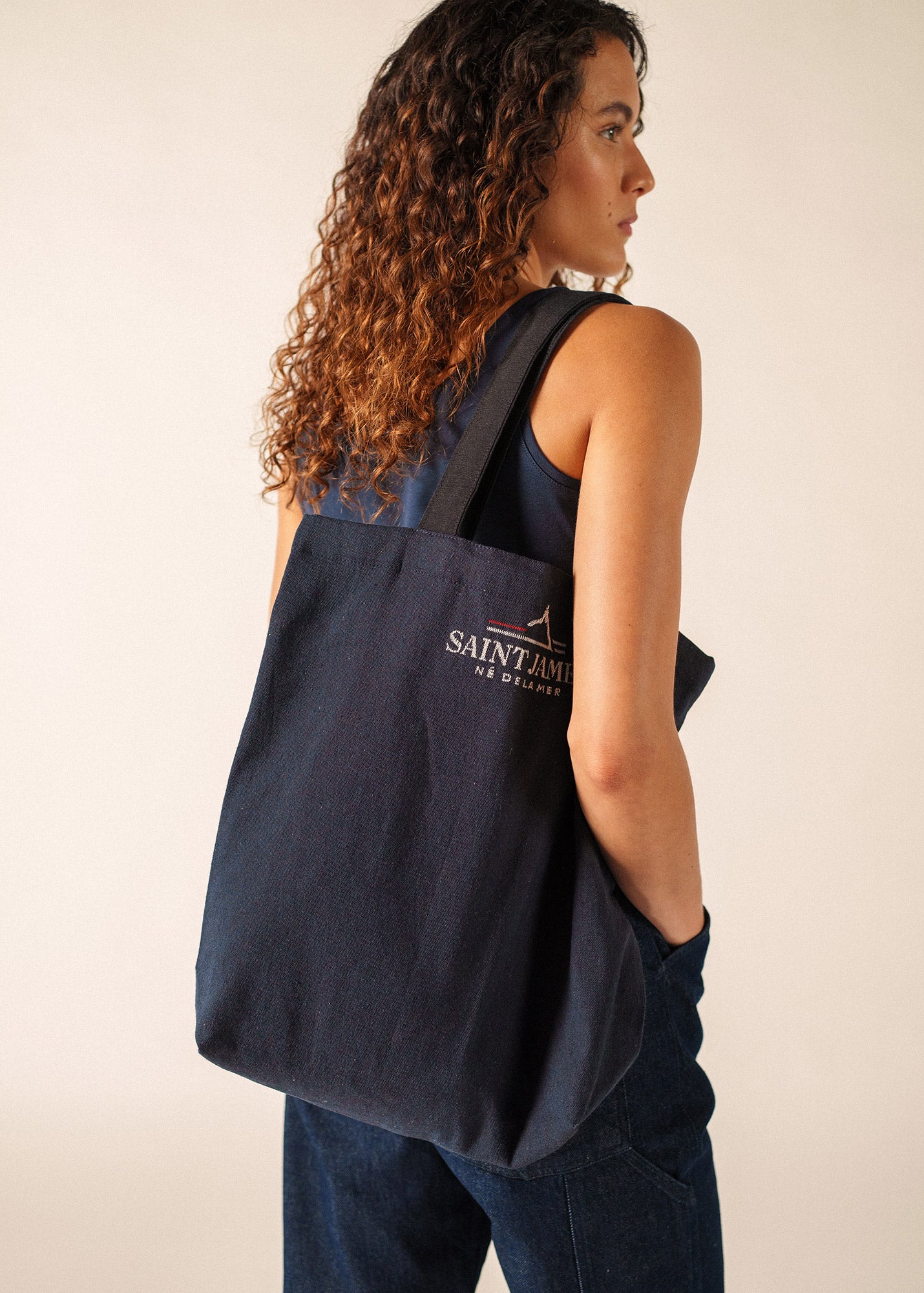 Striped Tote Bag (NAVY / ECRU) • Saint James USA