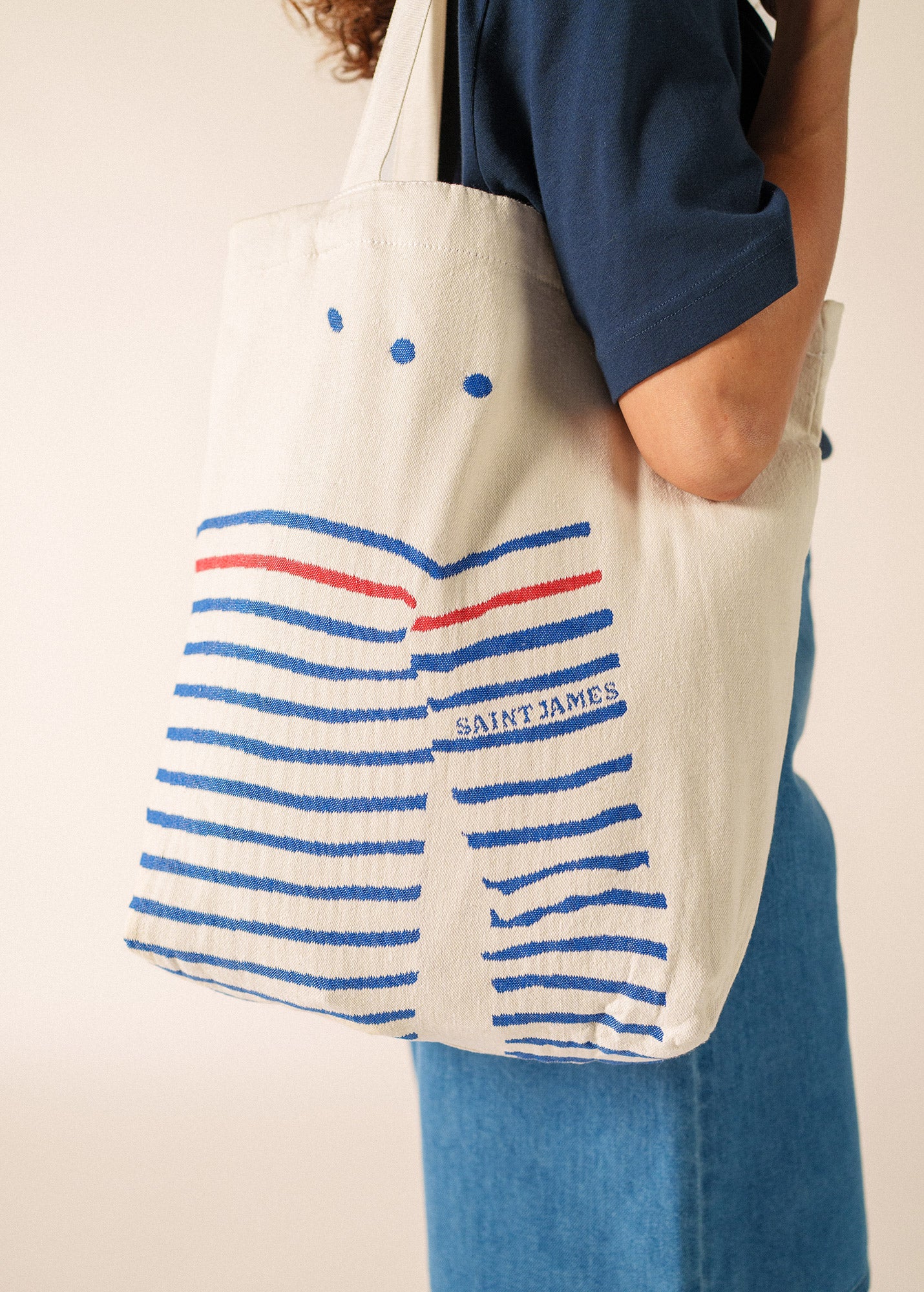 Striped Tote Bag (NAVY / ECRU) • Saint James USA