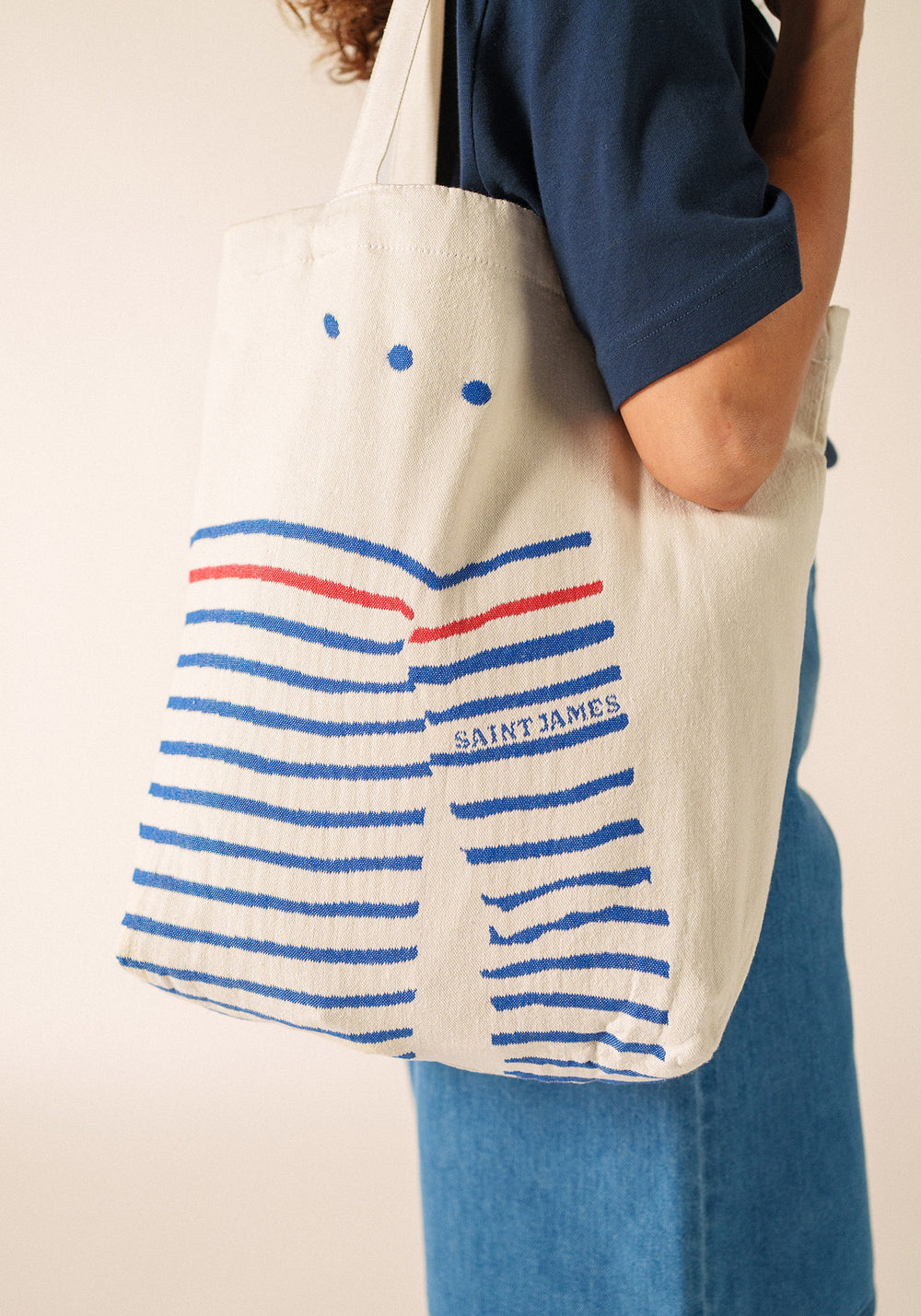 Striped Tote Bag (ECRU / ROYAL BLUE)