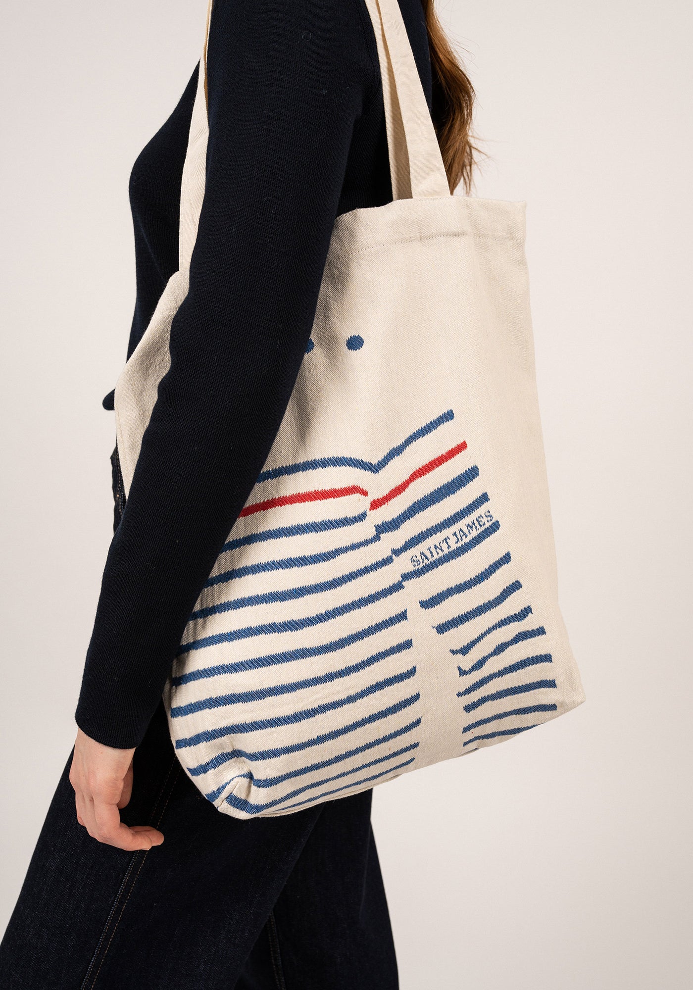 Striped Tote Bag (ECRU / ROYAL BLUE)