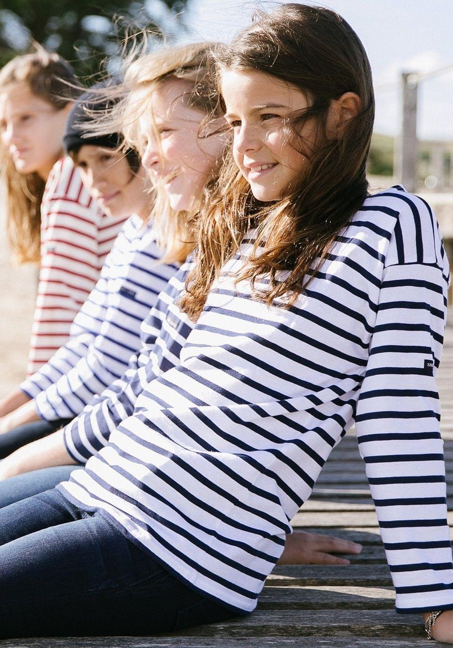 Minquiers Kids Breton Shirt (WHITE / NAVY)